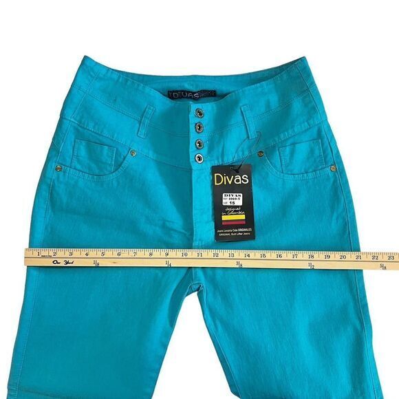 DIVAS JEANS Women's Pants 15 Aqua Blue High Waist Butt Lifter Jeans Made in Peru - Picture 6 of 15